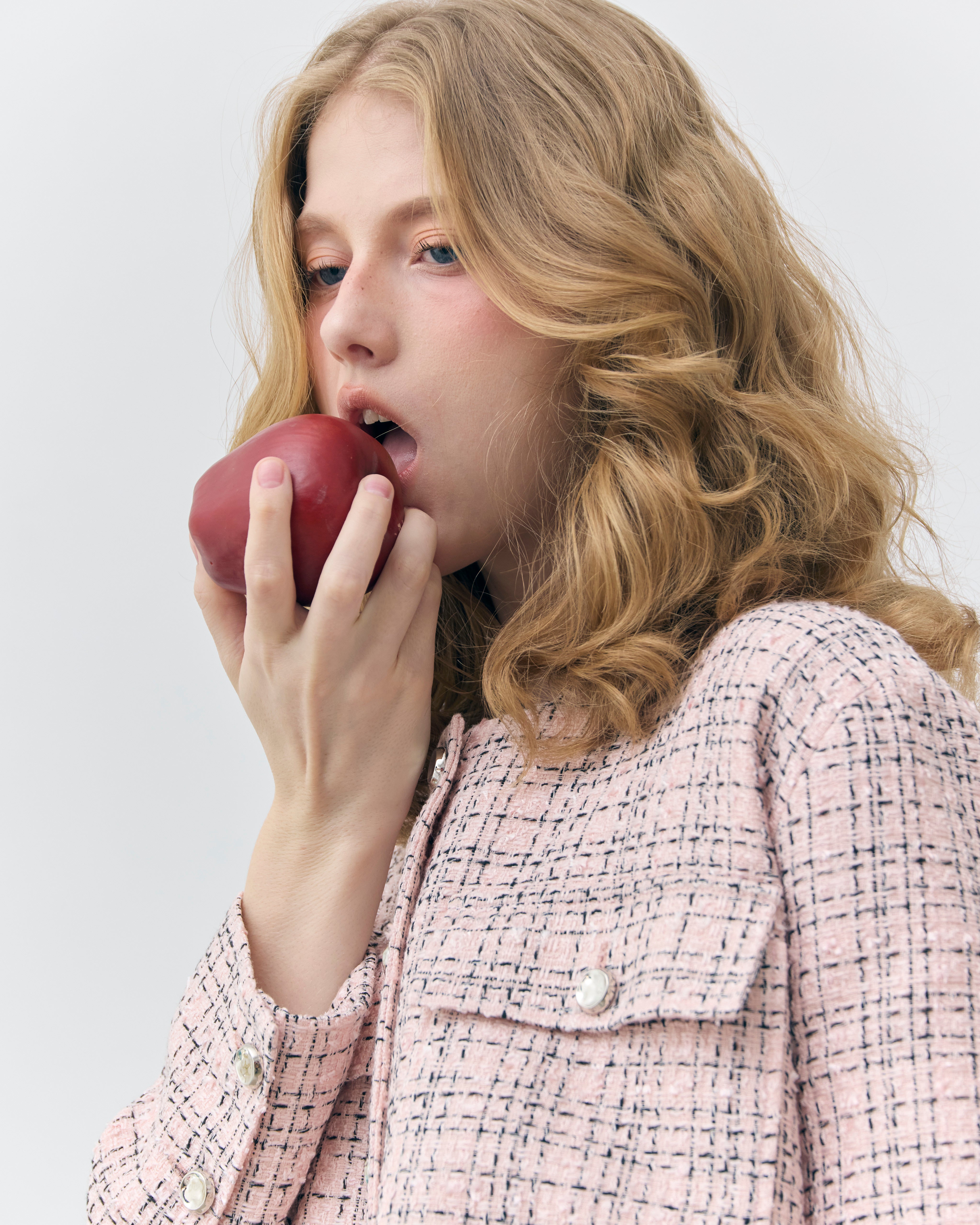 soft bloom crop tweed jacket (soft pink)