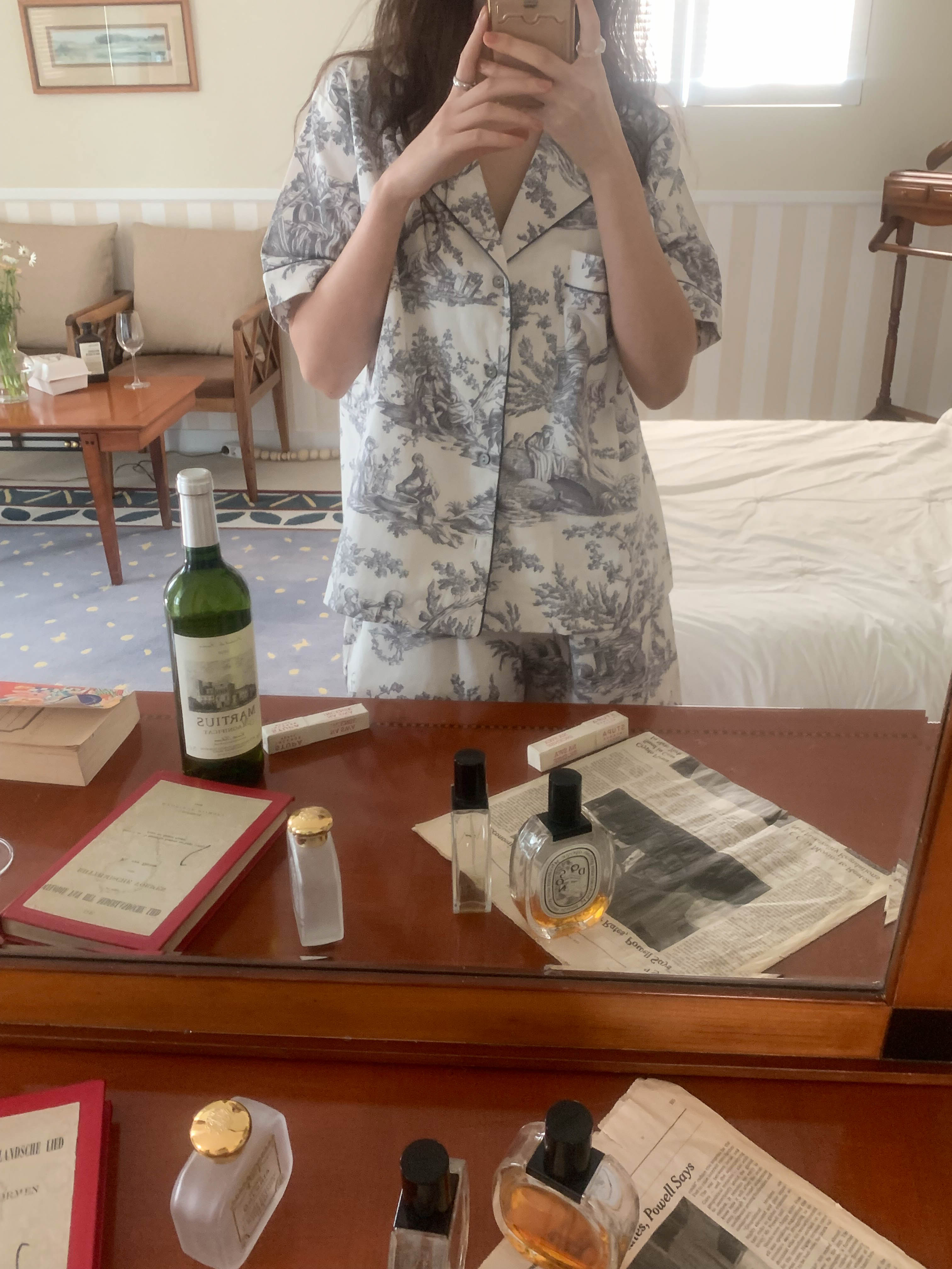 toile de jouy pajama set (dark grey)
