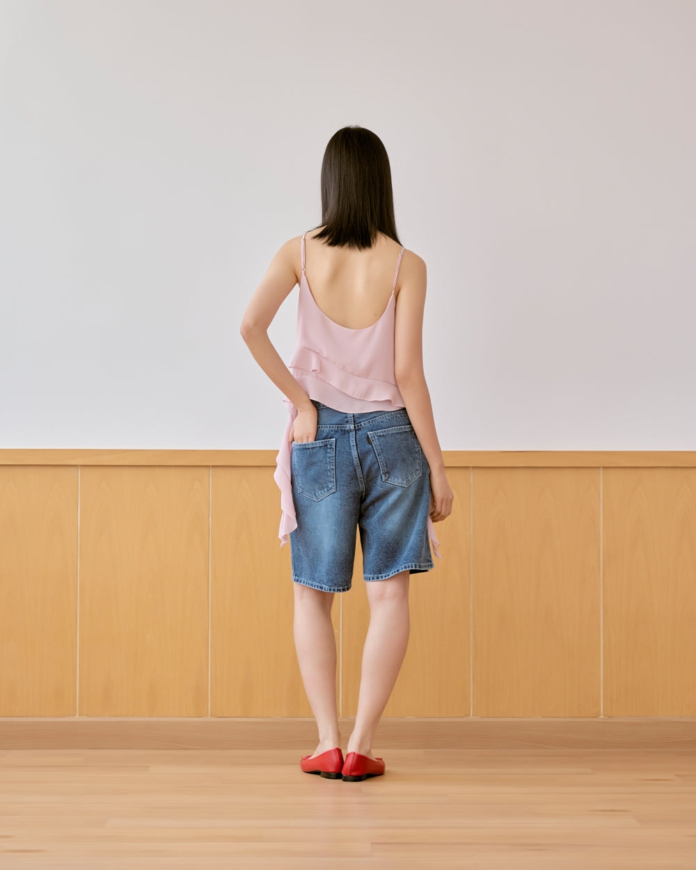 whimsical ruffle sleeveless blouse