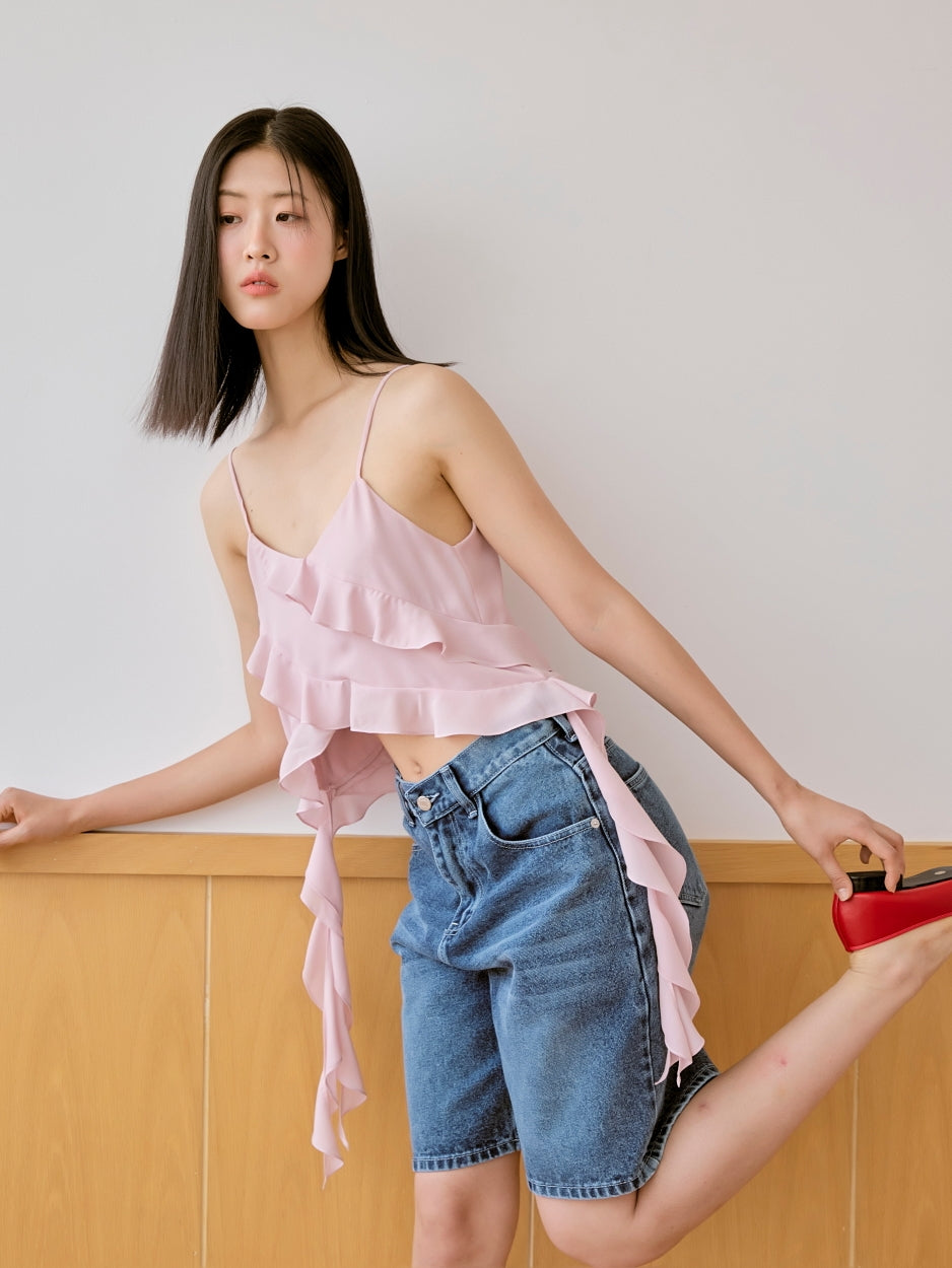 whimsical ruffle sleeveless blouse