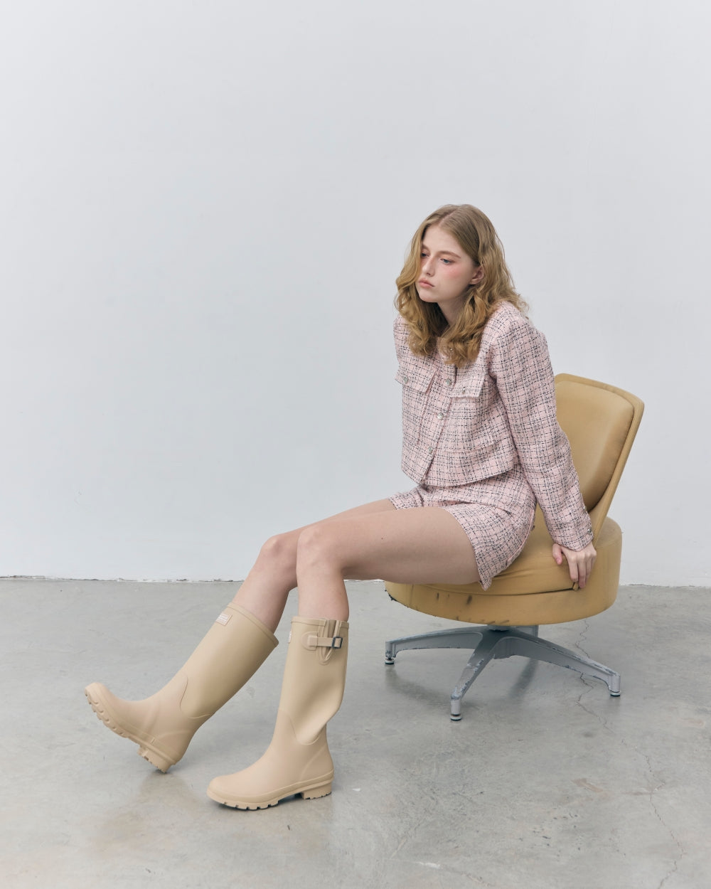 soft bloom crop tweed jacket (soft pink)