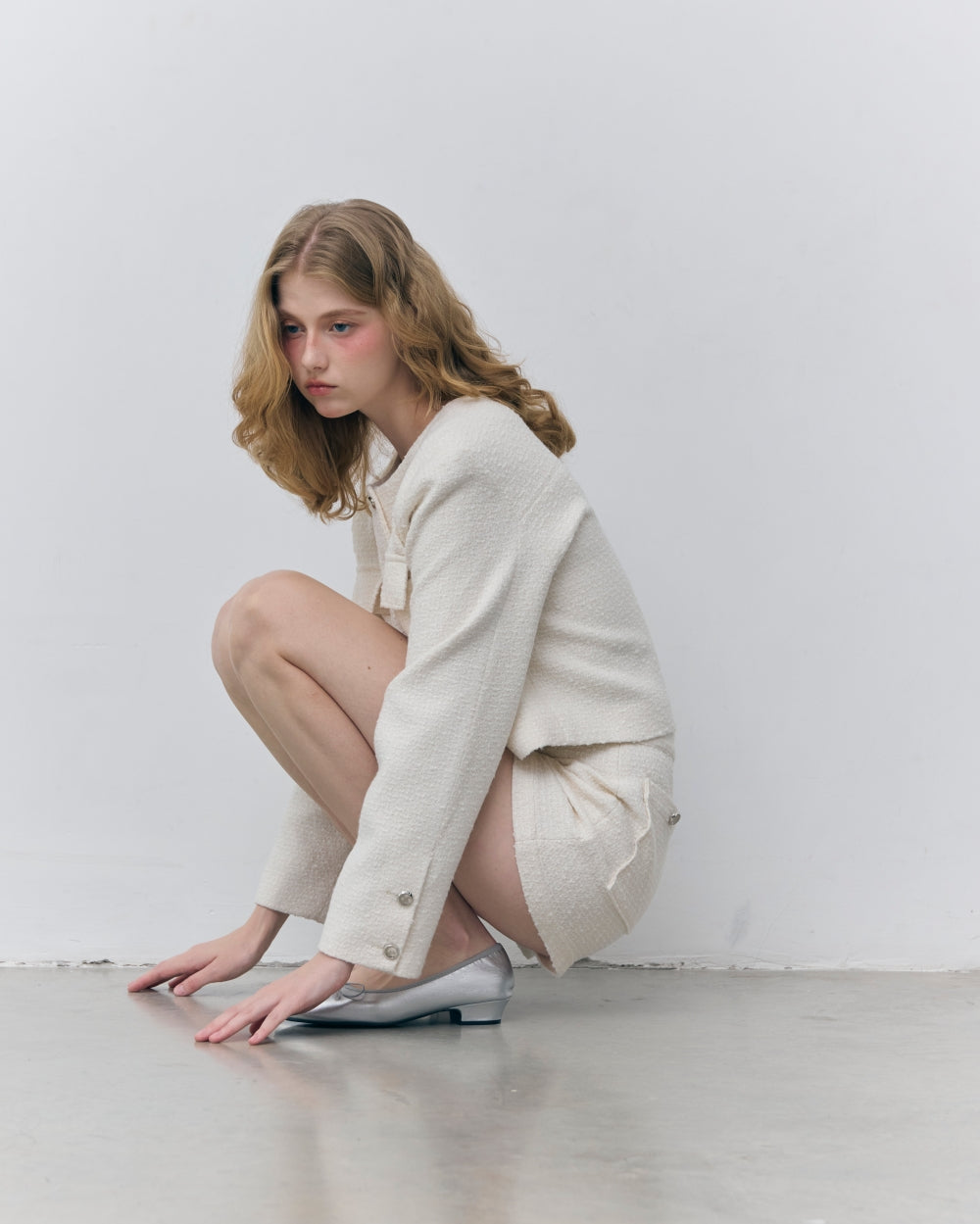 soft bloom crop tweed jacket (soft ivory)