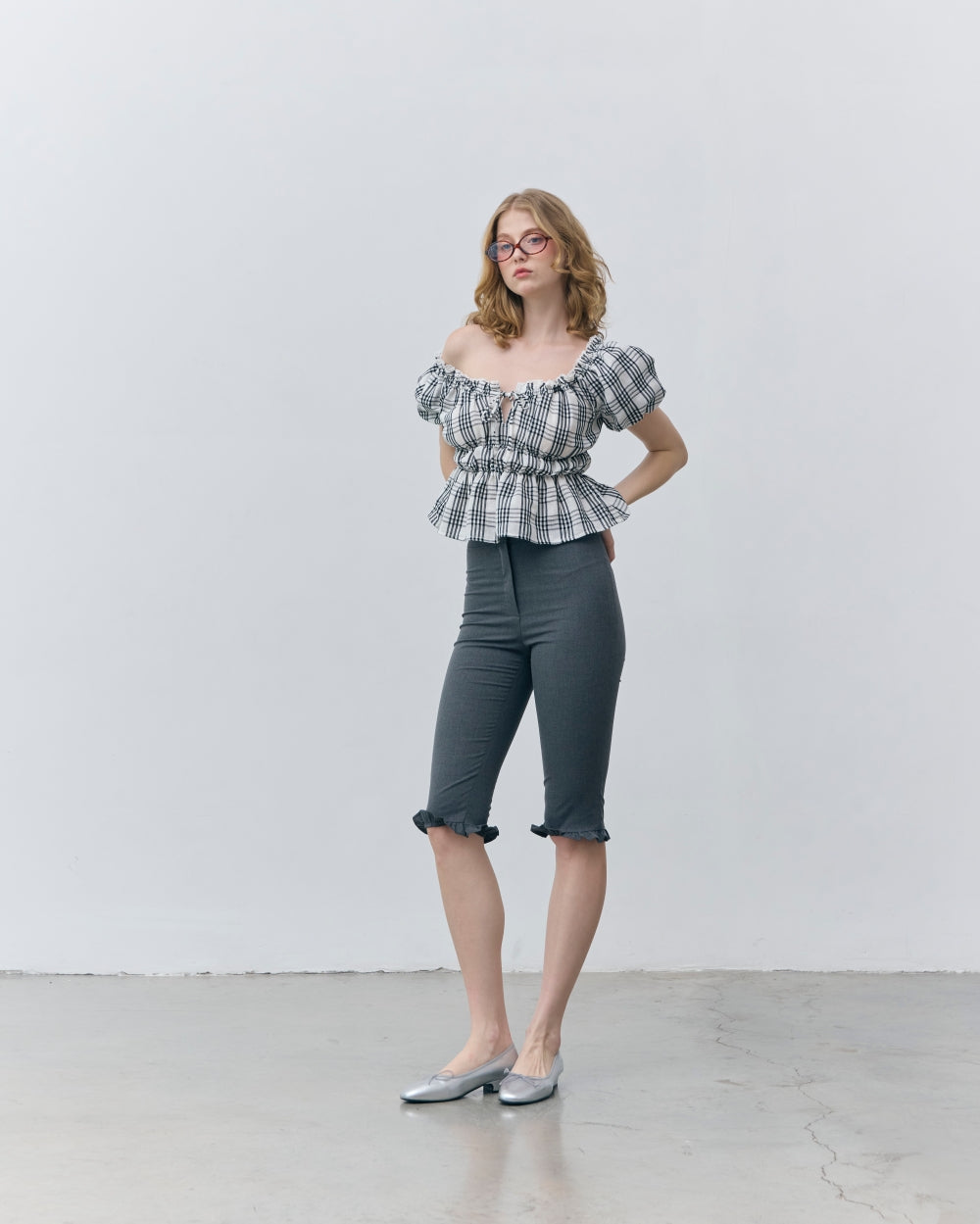 shirring puff blouse