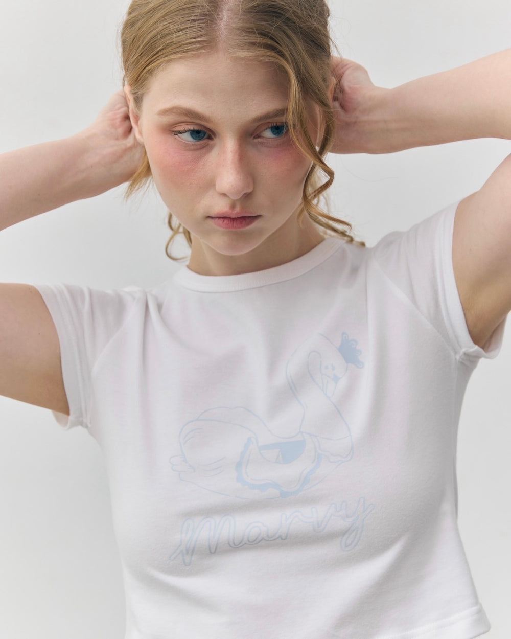 swan print crop tee